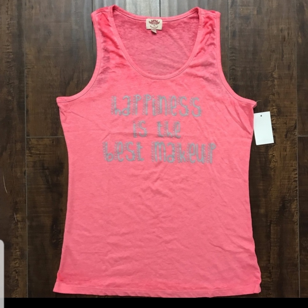 Pink Lotus Sleeveless Inscribed Tee